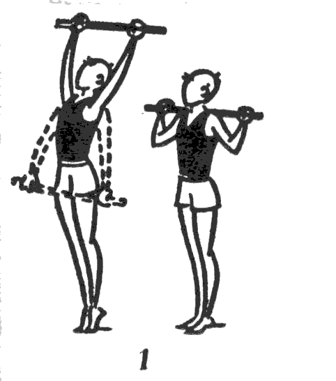 Оба отвести. Рывки руками с поворотом туловища. Повороты с гимнастической палкой. Упражнения с палкой для талии. Выкрут прямых рук вперед-назад.